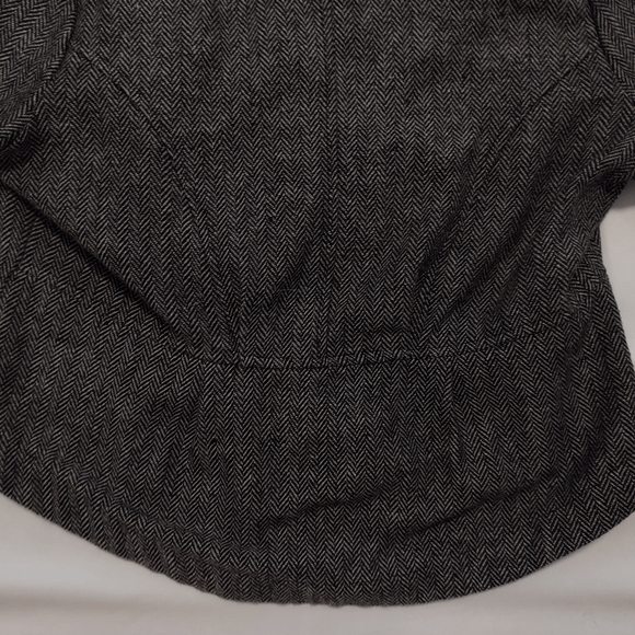 Large Short Sleeve Blazer Gray & Black Herringbone - Picture 2 of 8